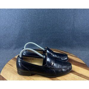 Bruno Magli Bailey Bologna Black Leather Loafers Mens 8 Made in Italy Vibram